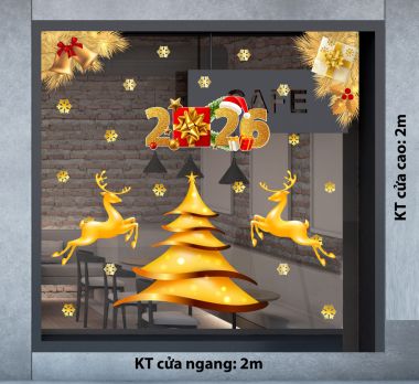 DECAL TRANG TRÍ GIÁNG SINH ĐÔI TUẦN LỘC VÀ PHỤ KIỆN TRANG TRÍ VÀNG