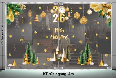 TRANG TRÍ GIÁNG SINH CHO NHÀ HÀNG 2026 HÀNG THÔNG XANH VÀNG