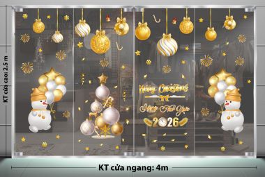TRANG TRÍ GIÁNG SINH CHO NHÀ HÀNG ĐÔI NGƯỜI TUYẾT CẦM BÓNG ĐÓN CHÀO CHRISTMAS