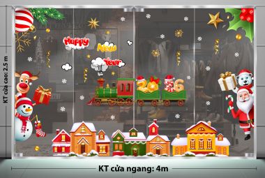 TRANG TRÍ GIÁNG SINH CHO SẢNH CHUNG CƯ NHỮNG NGÔI NHÀ VÀ ĐOÀN TÀU DƯỚI TRỜI TUYẾT