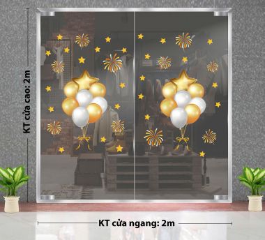 DECAL TRANG TRÍ NOEL ĐÔI BÓNG BAY TRẮNG VÀNG