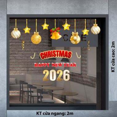 DECAL TRANG TRÍ NOEL VÀ NĂM MỚI CHUÔNG VÀNG 2026 