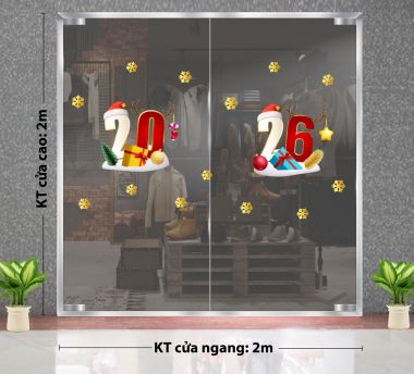 DECAL TRANG TRÍ NOEL 2026 HỘP QUÀ VÀ BÔNG TUYẾT