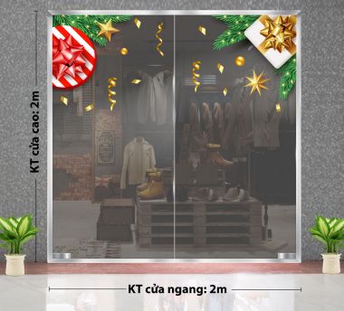 DECAL TRANG TRÍ NOEL THÔNG XANH VÀ HỘP QUÀ TRANG TRÍ