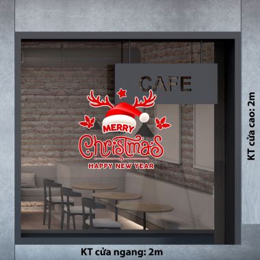 DECAL TRANG TRÍ NOEL MŨ ĐỎ MERRY CHRISMAST
