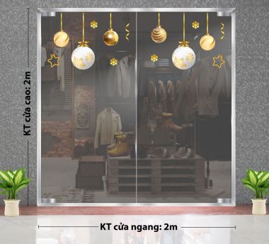 DECAL TRANG TRÍ NOEL QUẢ CHÂU TRẮNG VÀNG