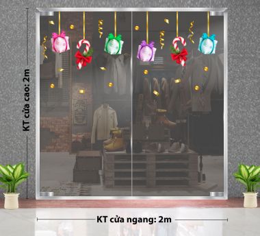 DECAL TRANG TRÍ NOEL DÂY TREO NHỮNG HỘP QUÀ