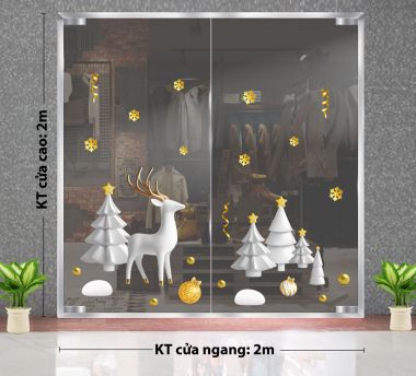 DECAL TRANG TRÍ NOEL TUẦN LỘC VÀ CÂY THÔNG TRẮNG