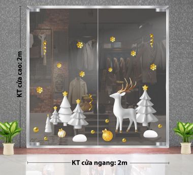 DECAL TRANG TRÍ NOEL TUẦN LỘC VÀ CÂY THÔNG TRẮNG 2