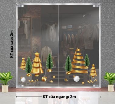DECAL TRANG TRÍ NOEL NHỮNG CÂY THÔNG XANH VÀNG