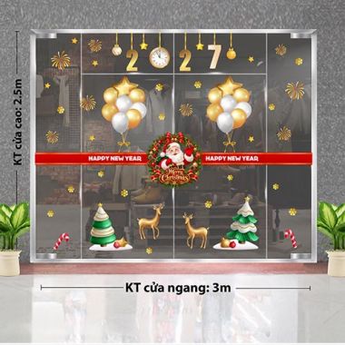 TRANG TRÍ GIÁNG SINH CHO CỬA HÀNG TIỆN LỢI ÔNG GIÀ NOEL VÀ DÂY RUY BĂNG ĐỎ