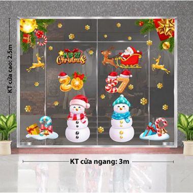 TRANG TRÍ NOEL CHO CỬA HÀNG TIỆN LỢI CẶP ĐÔI NGƯỜI TUYẾT XANH ĐỎ