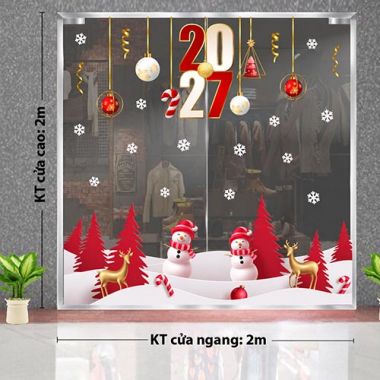 TRANG TRÍ NOEL TIỆM TRÀ SỮA 2027 NHỮNG QUẢ CHÂU TRẮNG ĐỎ VÀ ĐÔI NGƯỜI TUYẾT ĐỎ