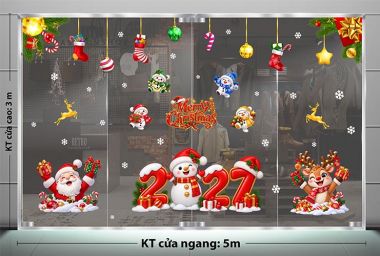 DECAL DÁN KÍNH TRANG TRÍ GIÁNG SINH CHO SIÊU THỊ NOEL ĐỎ 2027