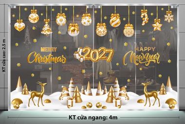 TRANG TRÍ NOEL TRÊN KÍNH CHO CÔNG TY ĐÔI TUẦN LỘC VÀ DÂY CHÂU VÀNG