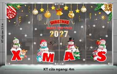 DECAL DÁN KÍNH TRANG TRÍ NOEL CHO NHÀ HÀNG 2027 XMAS