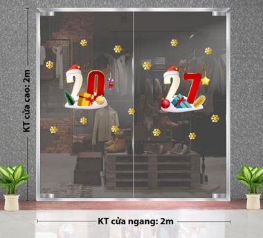 DECAL TRANG TRÍ NOEL 2027 HỘP QUÀ VÀ BÔNG TUYẾT
