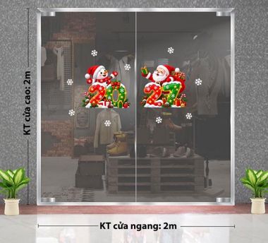DECAL DÁN KÍNH TRANG TRÍ NOEL NĂM 2027 ÔNG GIÀ VÀ NGƯỜI TUYẾT