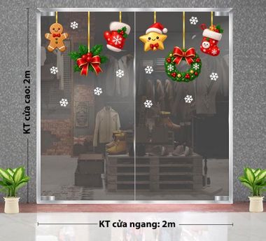 DECAL DÁN KÍNH TRANG TRÍ NOEL DÂY TREO PHỤ KIỆN