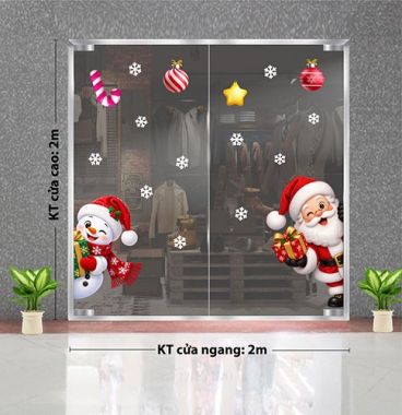 DECAL TRANG TRÍ NOEL ÔNG GIÀ NOEL VÀ NGƯỜI TUYẾT LẤP LÓ