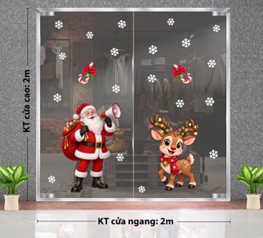 DECAL TRANG TRÍ NOEL CHO TRƯỜNG MẦM NON TUẦN LỘC VÀ ÔNG GIÀ NOEL