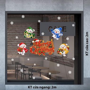 DECAL TRANG TRÍ NOEL MERRY CHRISTMAST VÀ NGƯỜI TUYẾT