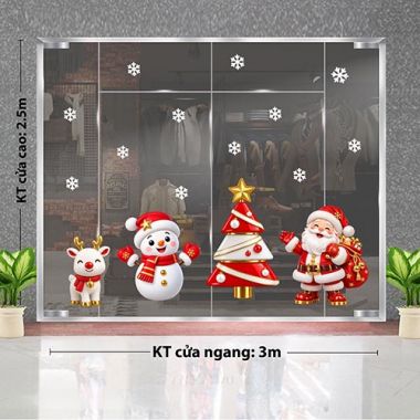 DECAL TRANG TRÍ GIÁNG SINH ÔNG GIÀ NOEL VÀ NGƯỜI TUYẾT ĐỎ