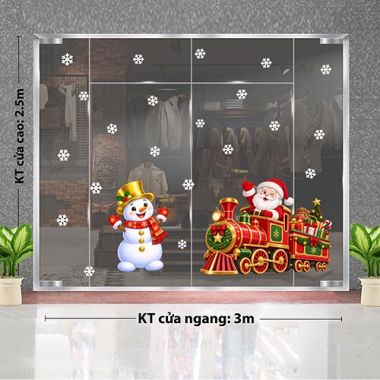 DECAL TRANG TRÍ GIÁNG SINH ÔNG GIÀ NOEL TRÊN TÀU HOẢ