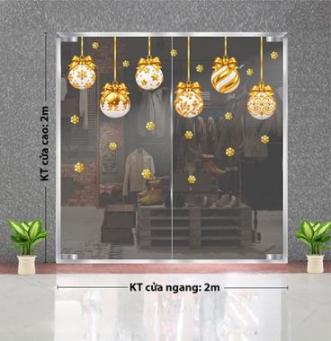 DECAL TRANG TRÍ NOEL NHỮNG QUẢ CHÂU SẮC VÀNG