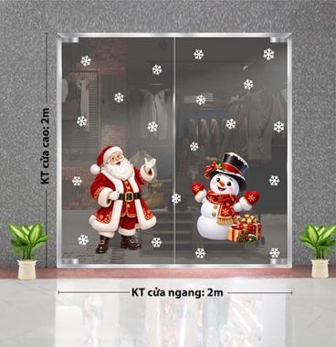 DECAL DÁN KÍNH TRANG TRÍ GIÁNG SINH ÔNG GIÀ NOEL VÀ NGƯỜI TUYẾT ĐỎ