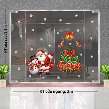 DECAL TRANG TRÍ GIÁNG SINH ÔNG GIÀ NOEL BÊN NGƯỜI TUYẾT