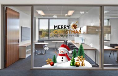 DECAL TRANG TRÍ GIÁNG SINH NGƯỜI TUYẾT TRẮNG TRÊN NGỌN ĐỒI TUYẾT