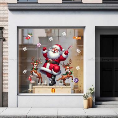 DECAL TRANG TRÍ GIÁNG SINH ÔNG GIÀ NOEL VÀ ĐÔI TUẦN LỘC