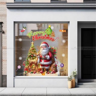 DECAL TRANG TRÍ GIÁNG SINH ÔNG GIÀ NOEL VÀ TUẦN LỘC NHỎ