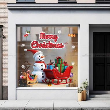 DECAL TRANG TRÍ NOEL NGƯỜI TUYẾT BÊN XE TUẦN LỘC CHỞ QUÀ