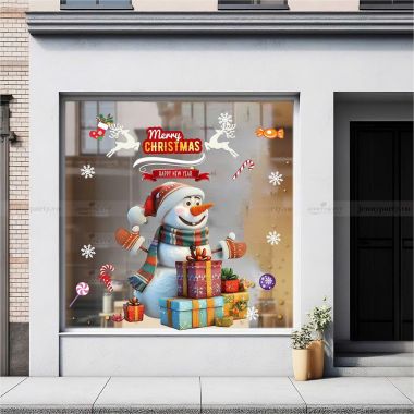 DECAL TRANG TRÍ NOEL NGƯỜI TUYẾT VỚI CHIẾC MŨI NGỘ NGHĨNH