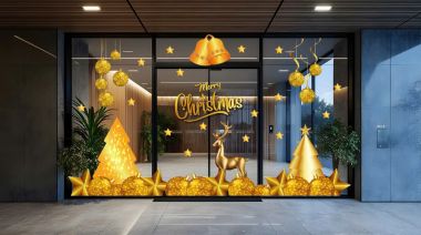 TRANG TRÍ GIÁNG SINH CHO CÔNG TY CHUÔNG VÀNG TRÊN CÁNH ĐỒNG VÀNG CÙNG TUẦN LỘC VÀ CÂY THÔNG