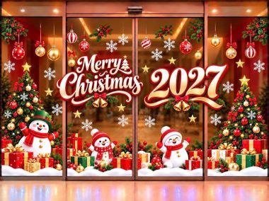 DÁN KÍNH TRANG TRÍ NOEL CHO SẢNH CHUNG CƯ ĐÓN GIÁNG SINH