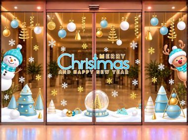 DECAL DÁN KÍNH TRANG TRÍ NOEL CHO CỬA HÀNG VÀNG BẠC