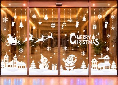 DECAL DÁN KÍNH TRANG TRÍ NOEL NGÔI LÀNG TUYẾT TRẮNG XOÁ