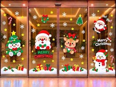 DECAL DÁN KÍNH TRANG TRÍ NOEL CHO TRƯỜNG HỌC NHỮNG NGƯỜI BẠN ĐÓN CHÀO
