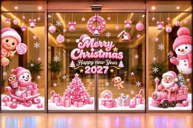 TRANG TRÍ NOEL CHO TIỆM BÁNH NGỌT SẮC HỒNG NGỌT NGÀO