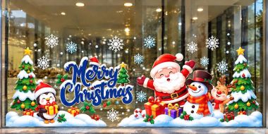 DECAL TRANG TRÍ GIÁNG SINH CHO QUÁN ĂN ÔNG GIÀ NOEL VÀ NGƯỜI TUYẾT