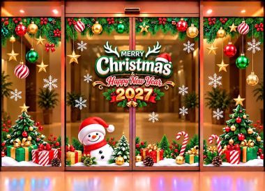 DECAL TRANG TRÍ GIÁNG SINH 2027 CHO CÔNG TY DÂY THÔNG XANH