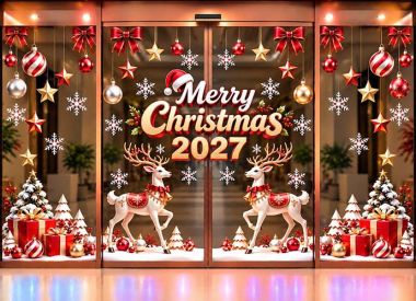 DECAL TRANG TRÍ NOEL CHO KHÁCH SẠN ĐÔI TUẦN LỘC TRẮNG
