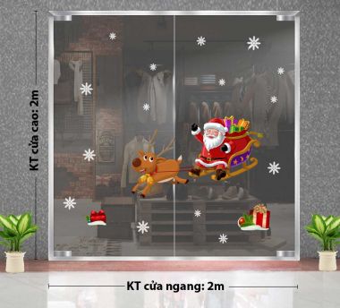 DECAL TRANG TRÍ GIÁNG SINH ÔNG GIÀ NOEL BÊN TÚI QUÀ TRÊN XE TUẦN LỘC