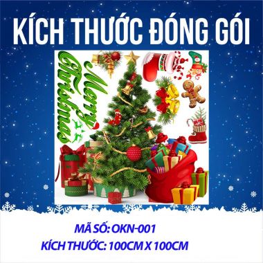 DECAL TRANG TRÍ NOEL CÂY THÔNG XANH MERRY CHRISMAST VÀ NHỮNG GÓI QUÀ
