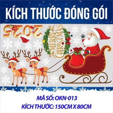 DECAL TRANG TRÍ GIÁNG SINH HAI CON TUẦN LỘC KÉO XE