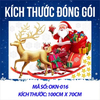 DECAL TRANG TRÍ GIÁNG SINH TUẦN LỘC VÀNG KÉO XE