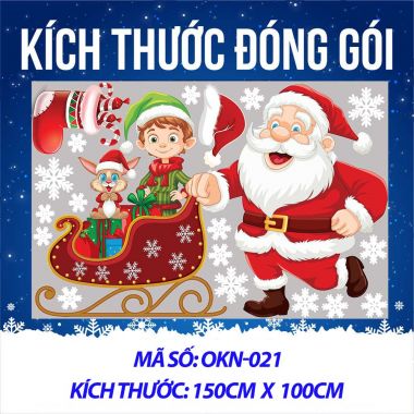 DECAL TRANG TRÍ GIÁNG SINH ÔNG GIÀ NOEL ĐẨY XE KÉO